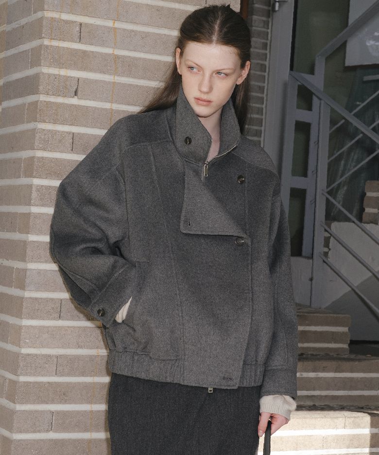 Wool handmade crop jacket [TIWT04JK04]_Charcoal