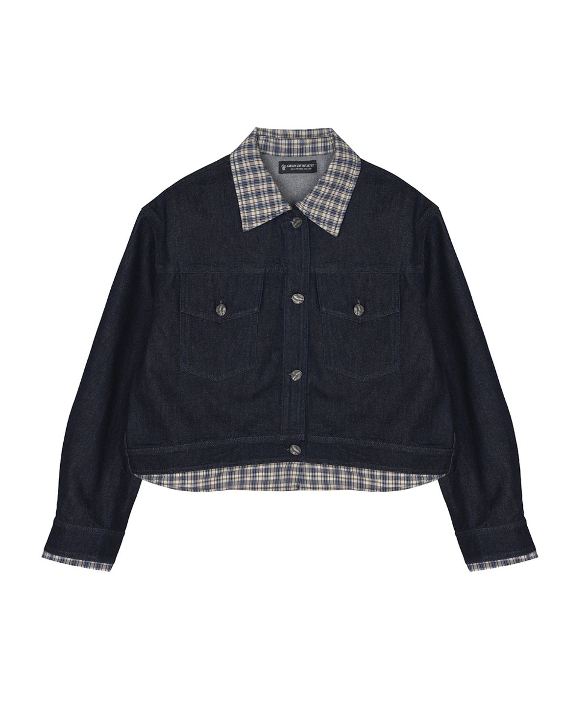 그랭드보떼(GRAIN DE BEAUTE) CHECK TWO TONE JACKET [NAVY]