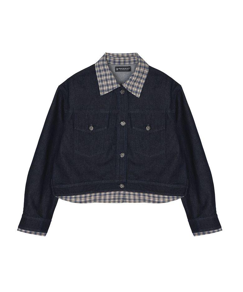 CHECK TWO TONE JACKET [NAVY]