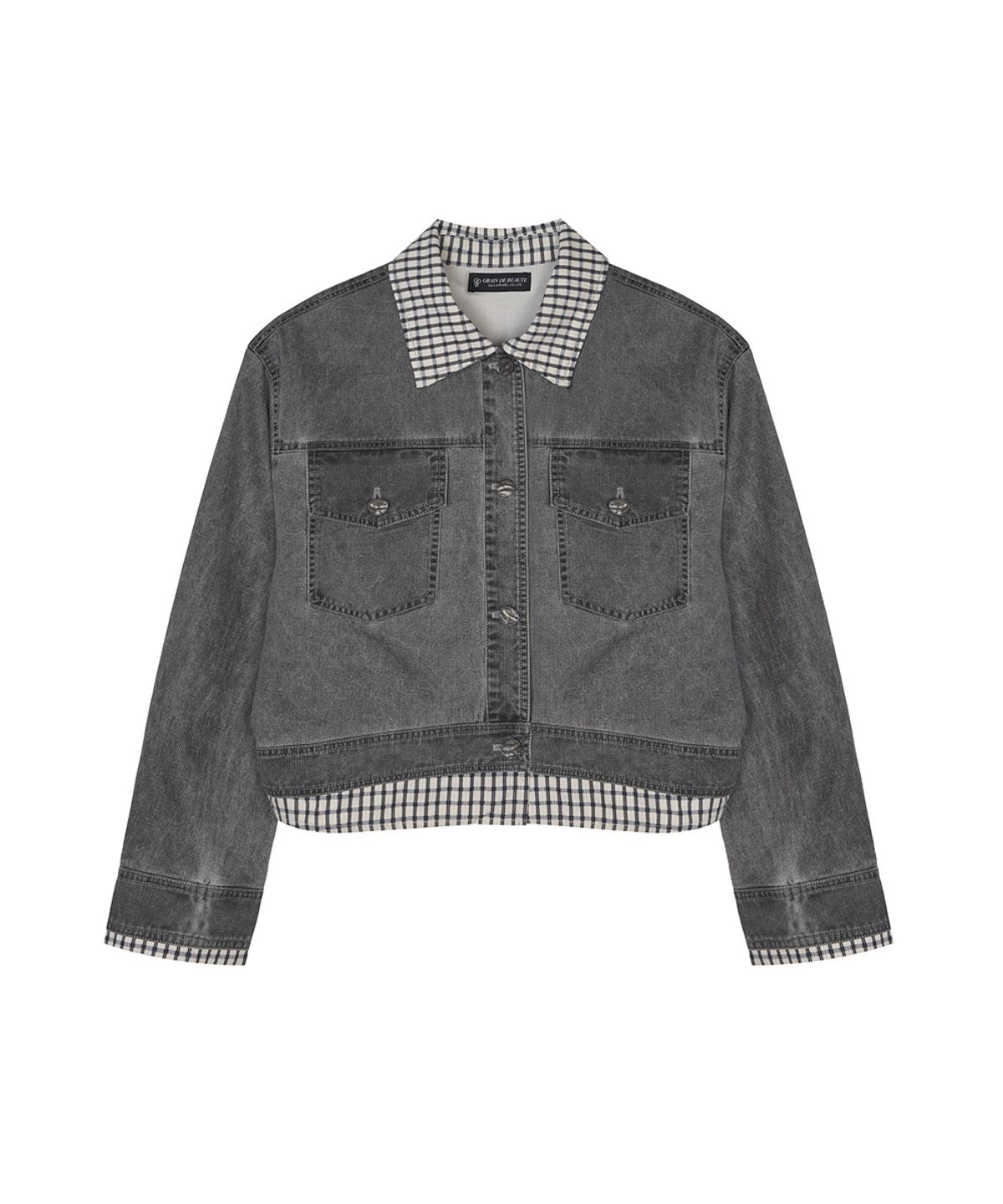 그랭드보떼(GRAIN DE BEAUTE) CHECK TWO TONE JACKET [GRAY]