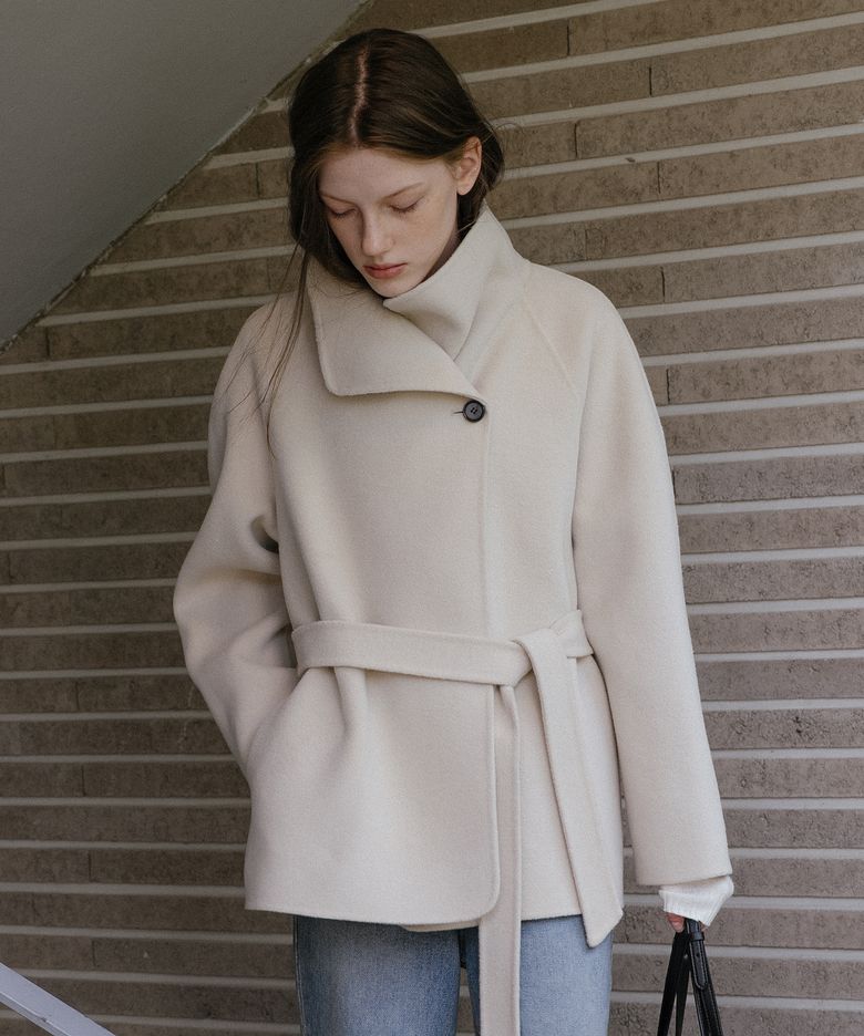 Wool 100 handmade half coat [TIWT04CT01]_Light beige