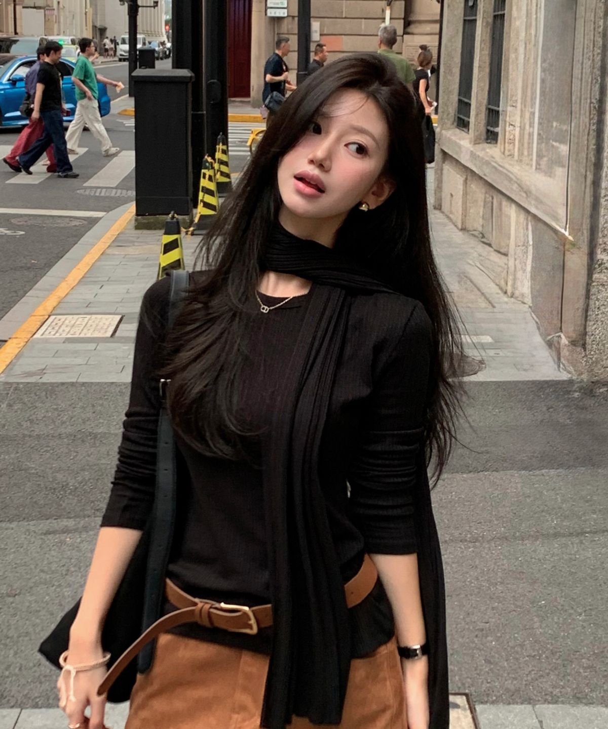 그라스플랜(GRASPLAN) [SET] Smooth Touch T-Shirt & Muffler_Black