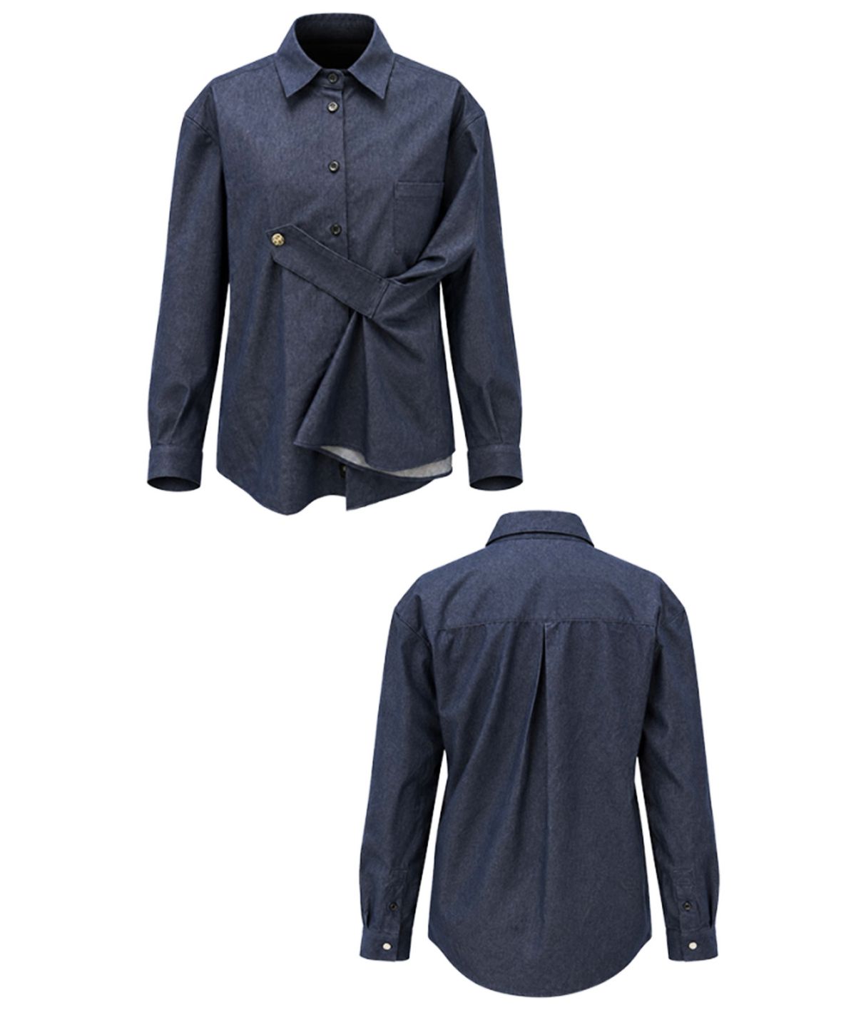 레큘리(RECULER) Draping Basic Shirts  Like denim  Deep Blue