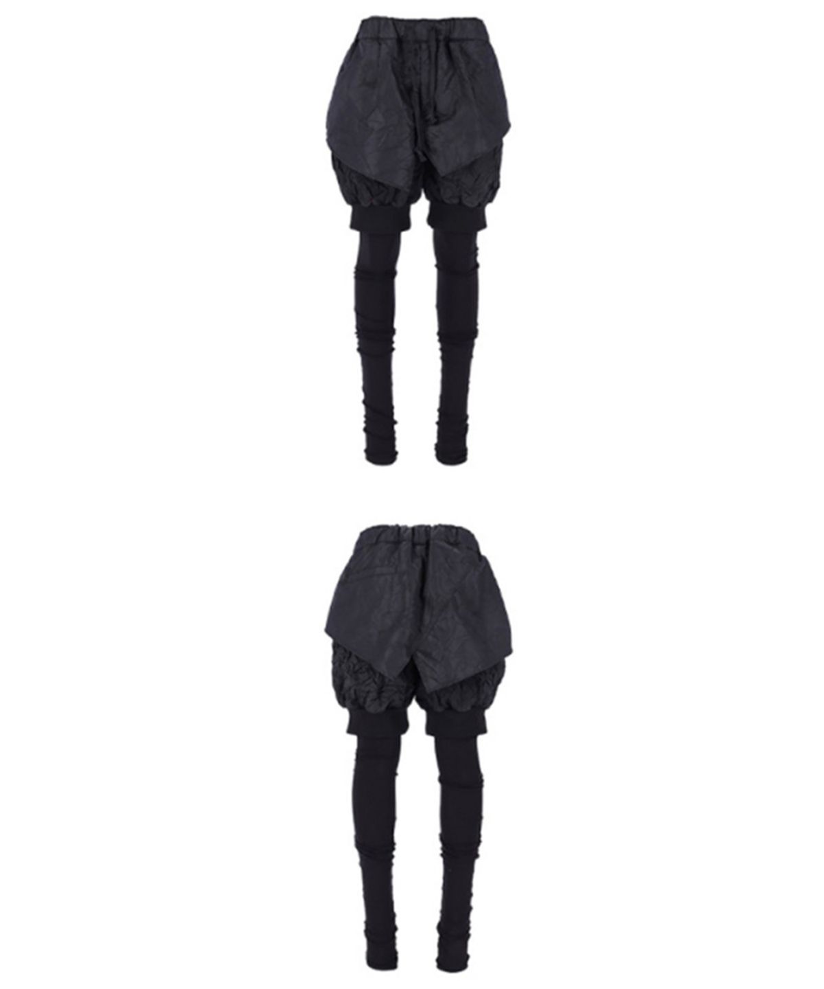 레큘리(RECULER) Asymmetry leggings baggy pants Black
