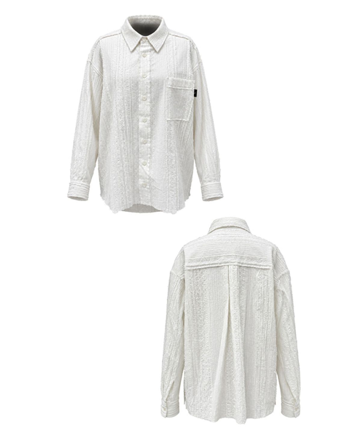 레큘리(RECULER) Cut-off Cotton Linen shirts White