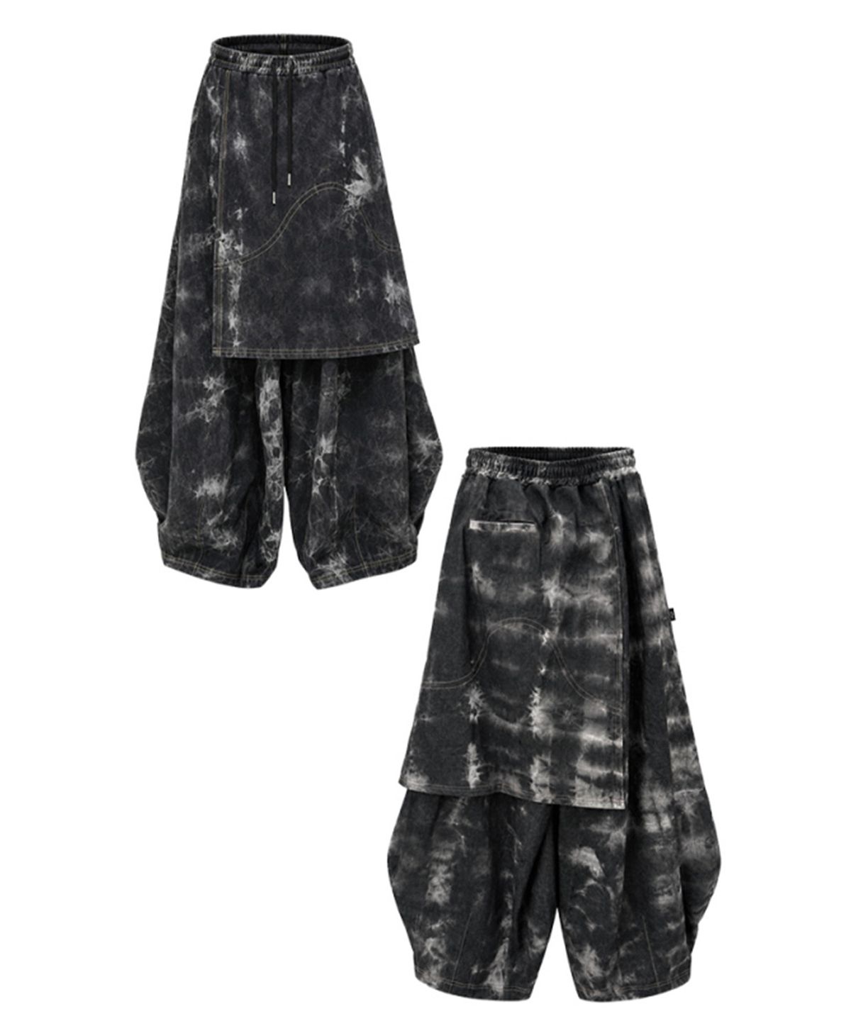 레큘리(RECULER) Pipe dyeing Denim Skirt pants Black