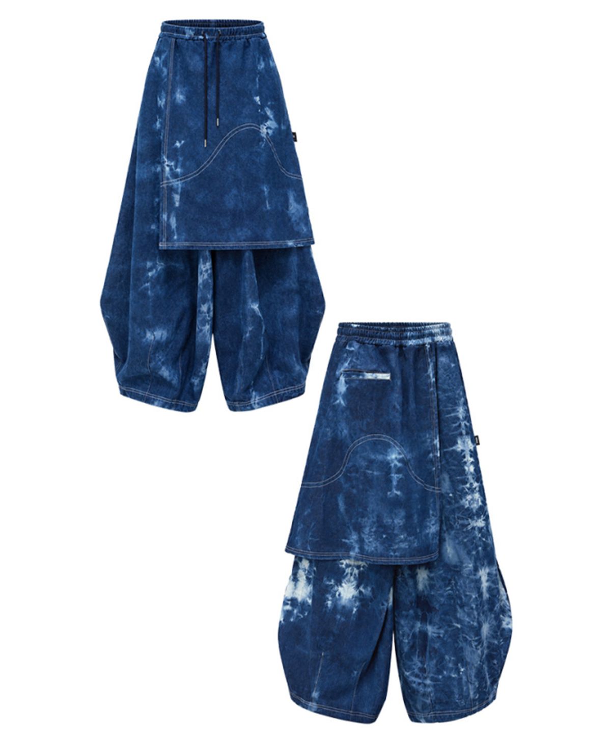레큘리(RECULER) Pipe dyeing Denim Skirt pants Blue