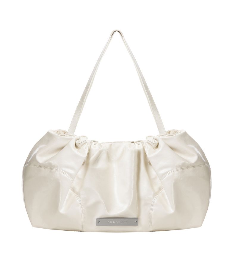 CRYSTAL SHIRRING TOTE BAG_IVORY