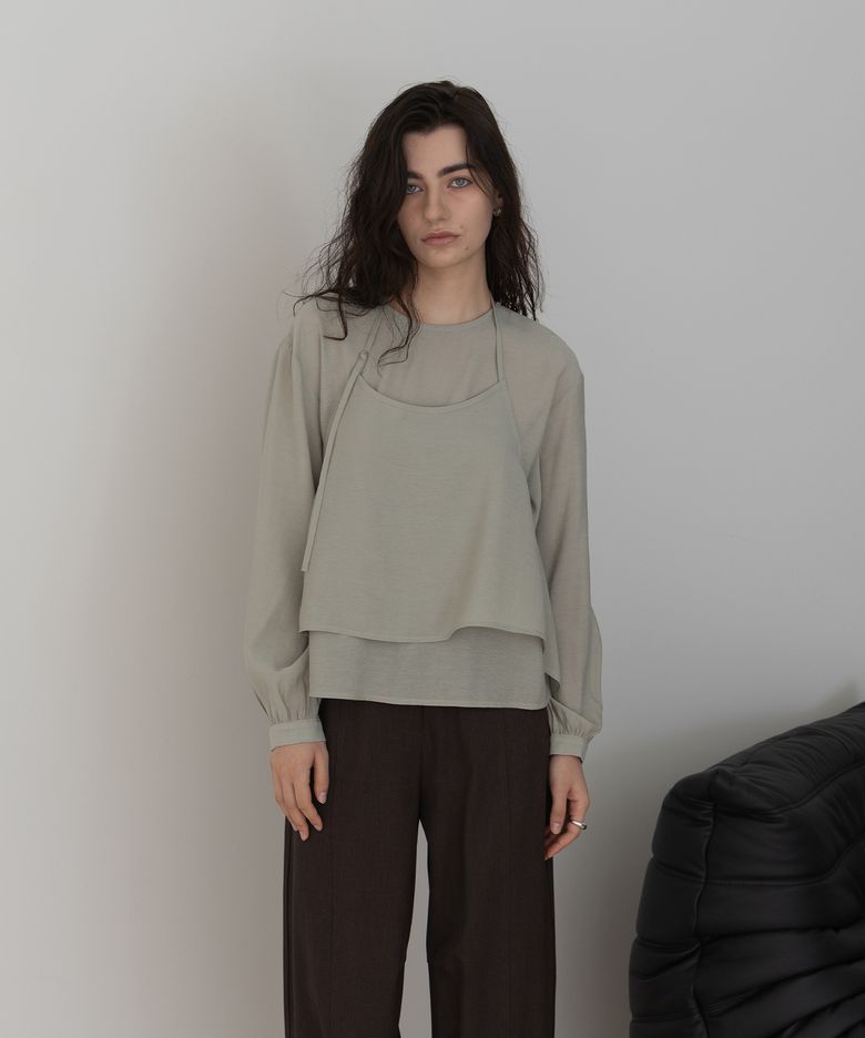 Layered Halter Blouse (Light Khaki)