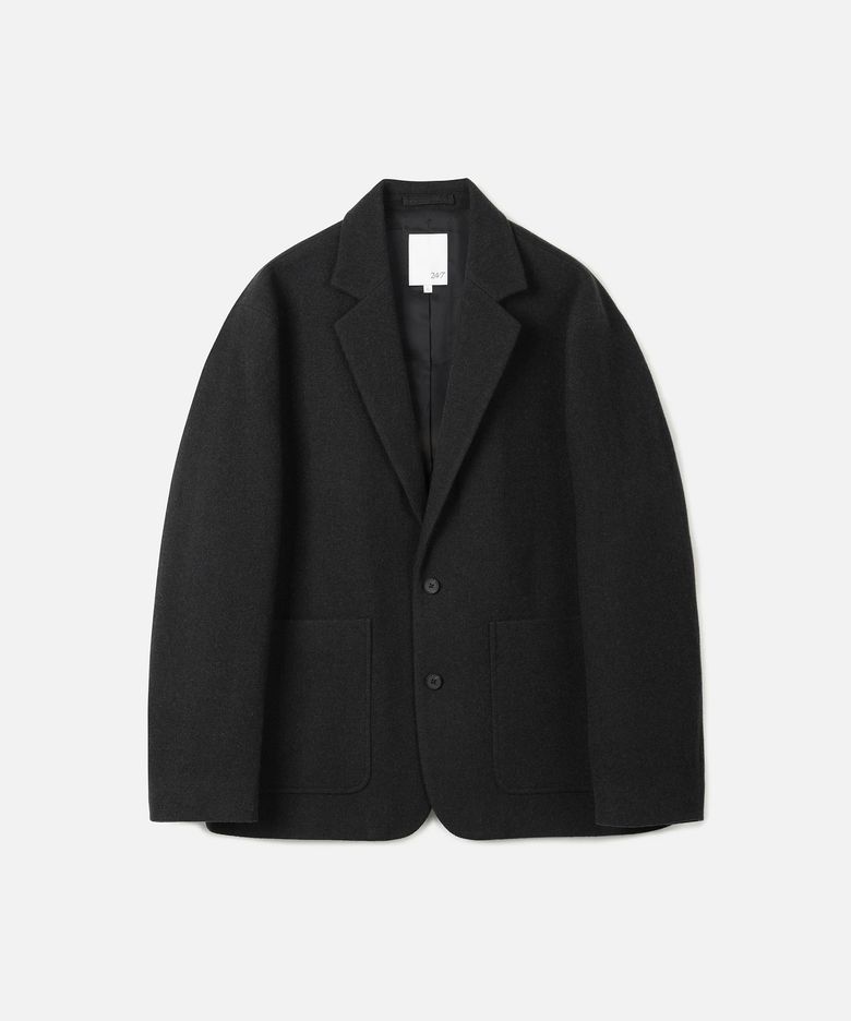 WOOL 헤링본 자켓 BLACK