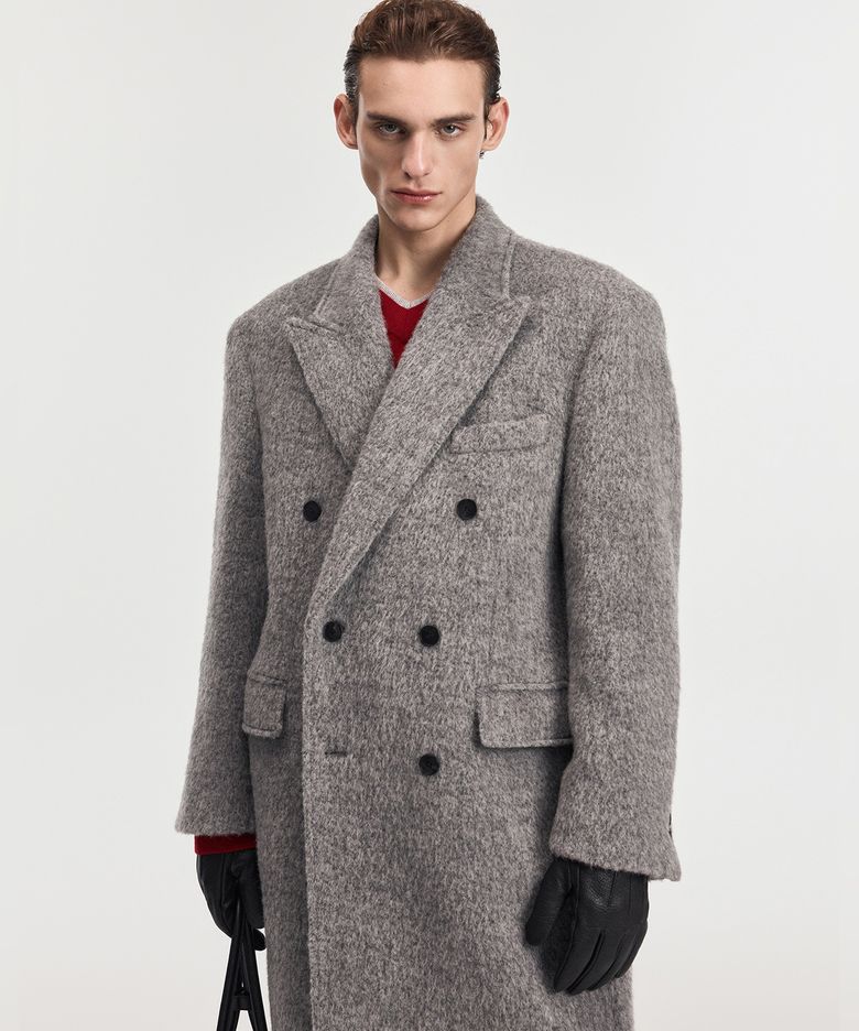 Alpaca Oversized Double Coat (Light Grey) TNCO6F106G2