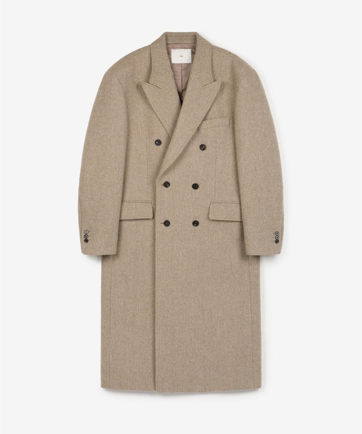 티엔지티(TNGT) Herringbone Tailored Double Coat (Greyish Beige) TNCO6F102I2