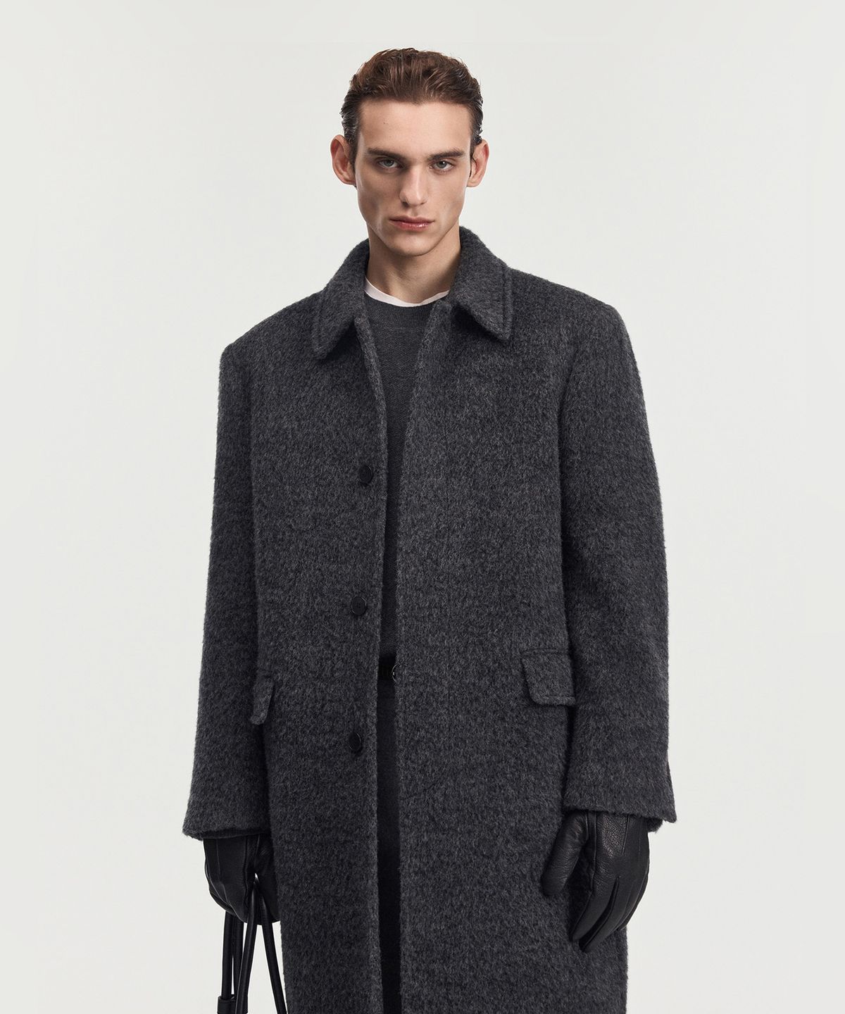 티엔지티(TNGT) Oversized Alpaca Mac Coat (Dark Grey) TNCO6F101CG