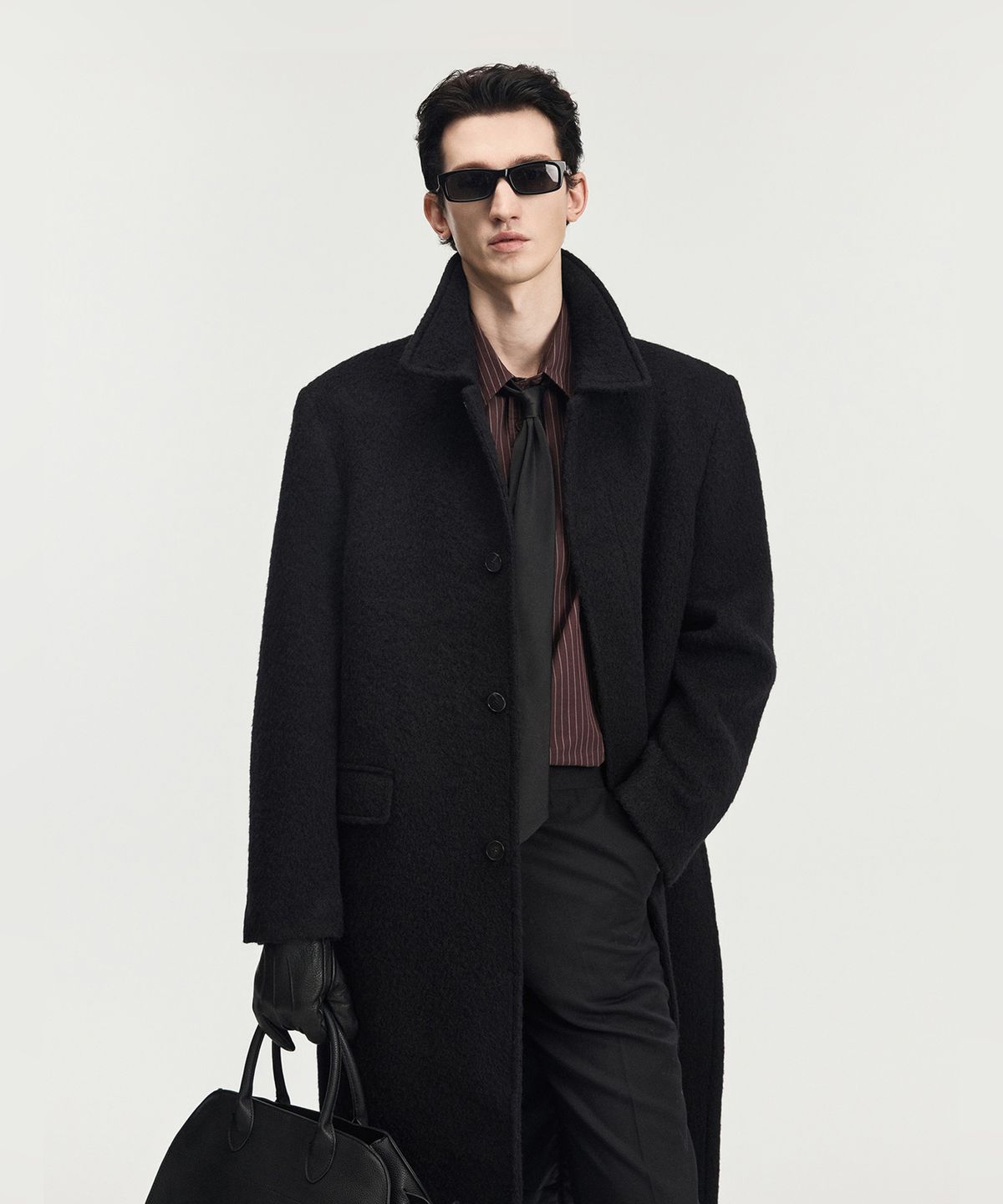 티엔지티(TNGT) Oversized Alpaca Mac Coat (Black) TNCO6F101BK