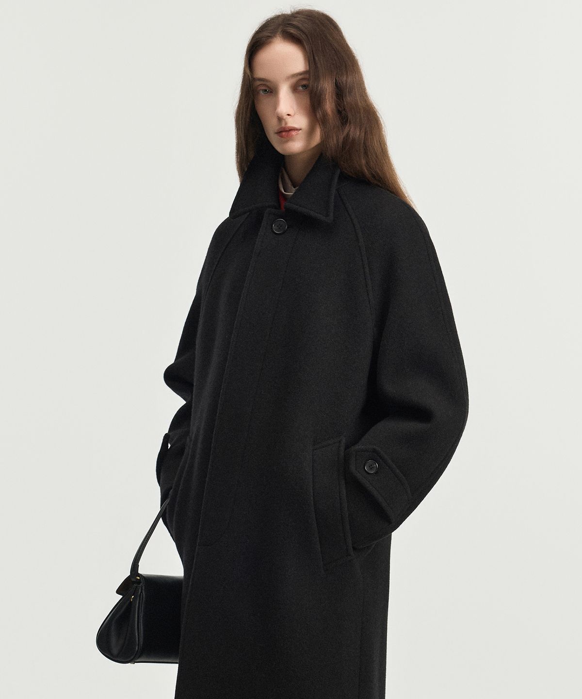 티엔지티 우먼(TNGT WOMAN) W Virgin Wool Herringbone Balmacaan Coat (Dark Brown) TNCO6F100W2