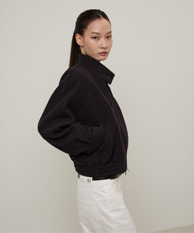 PAPA Virgin Wool Boucle Harrington Jacket Violet Black
