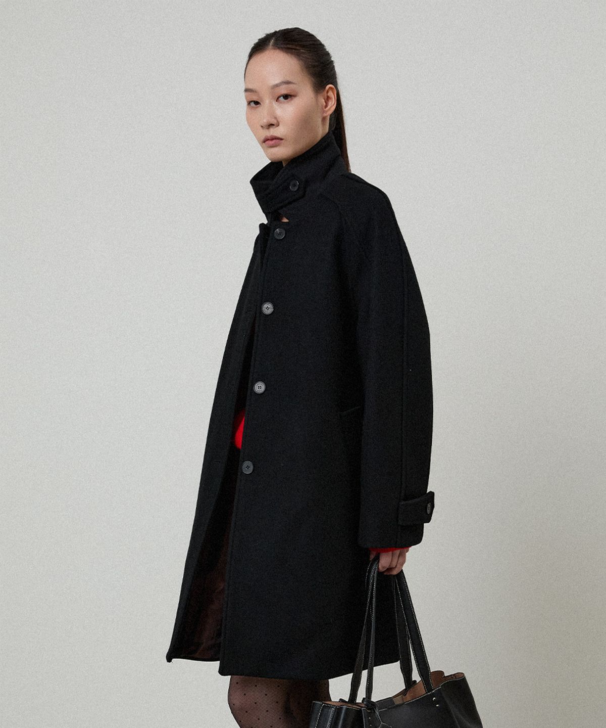 엘무드 우먼(LMOOD WOMEN) ELUI Wool Cashmere Half Coat Black