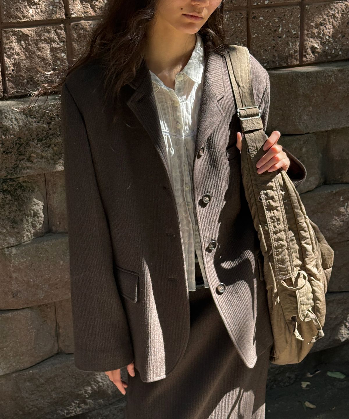 엘무드 우먼(LMOOD WOMEN) TEDDY Wool Cord Blazer Taupe Brown
