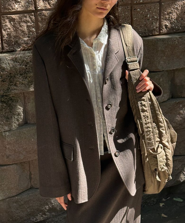 TEDDY Wool Cord Blazer Taupe Brown