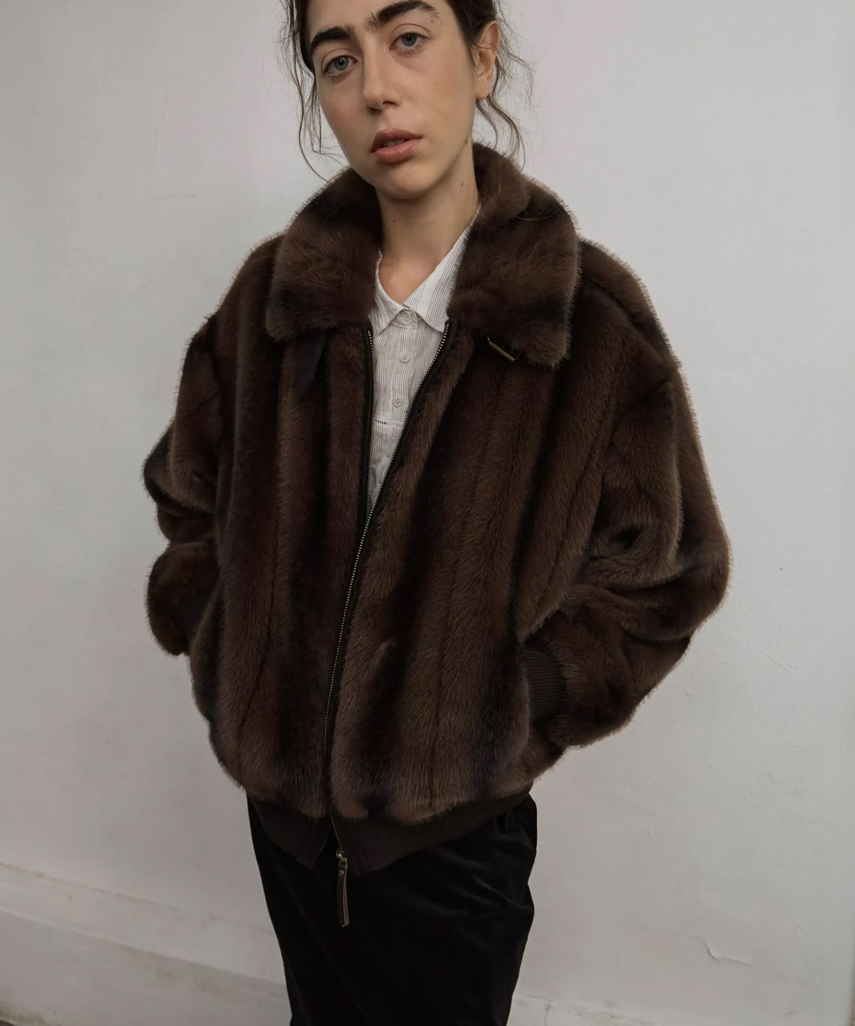 엘무드 우먼(LMOOD WOMEN) CAVALI Fur Blouson Jumper Sable Brown