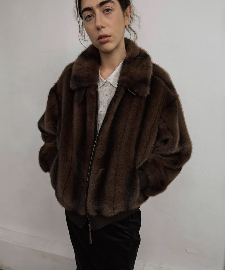 CAVALI Fur Blouson Jumper Sable Brown