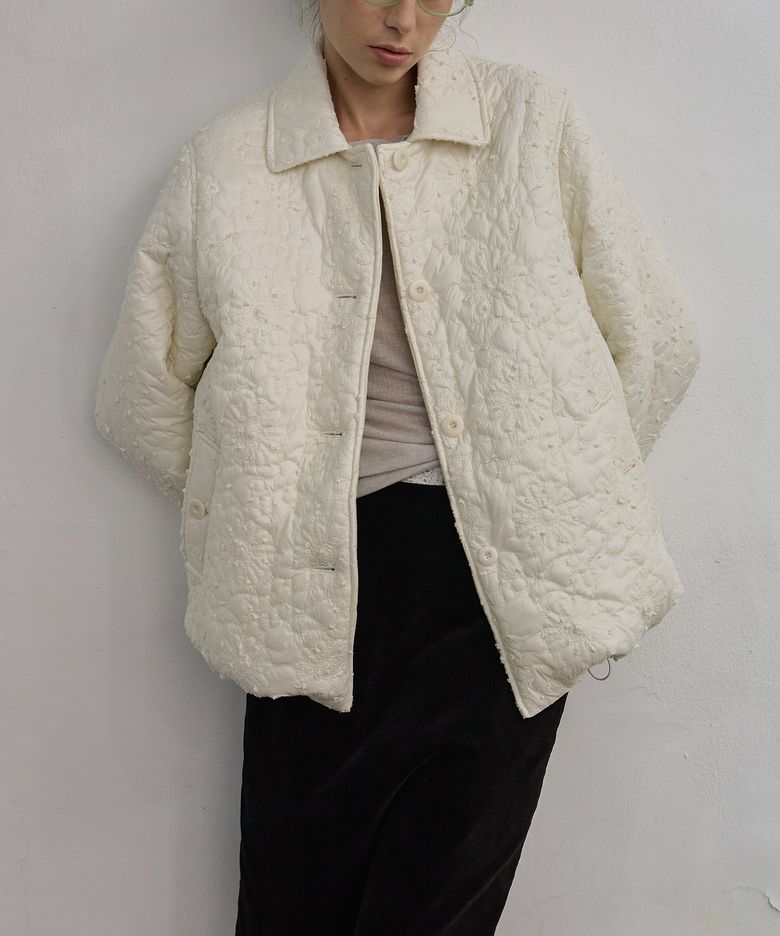 COCOON Floral Quilted Jacket Cream