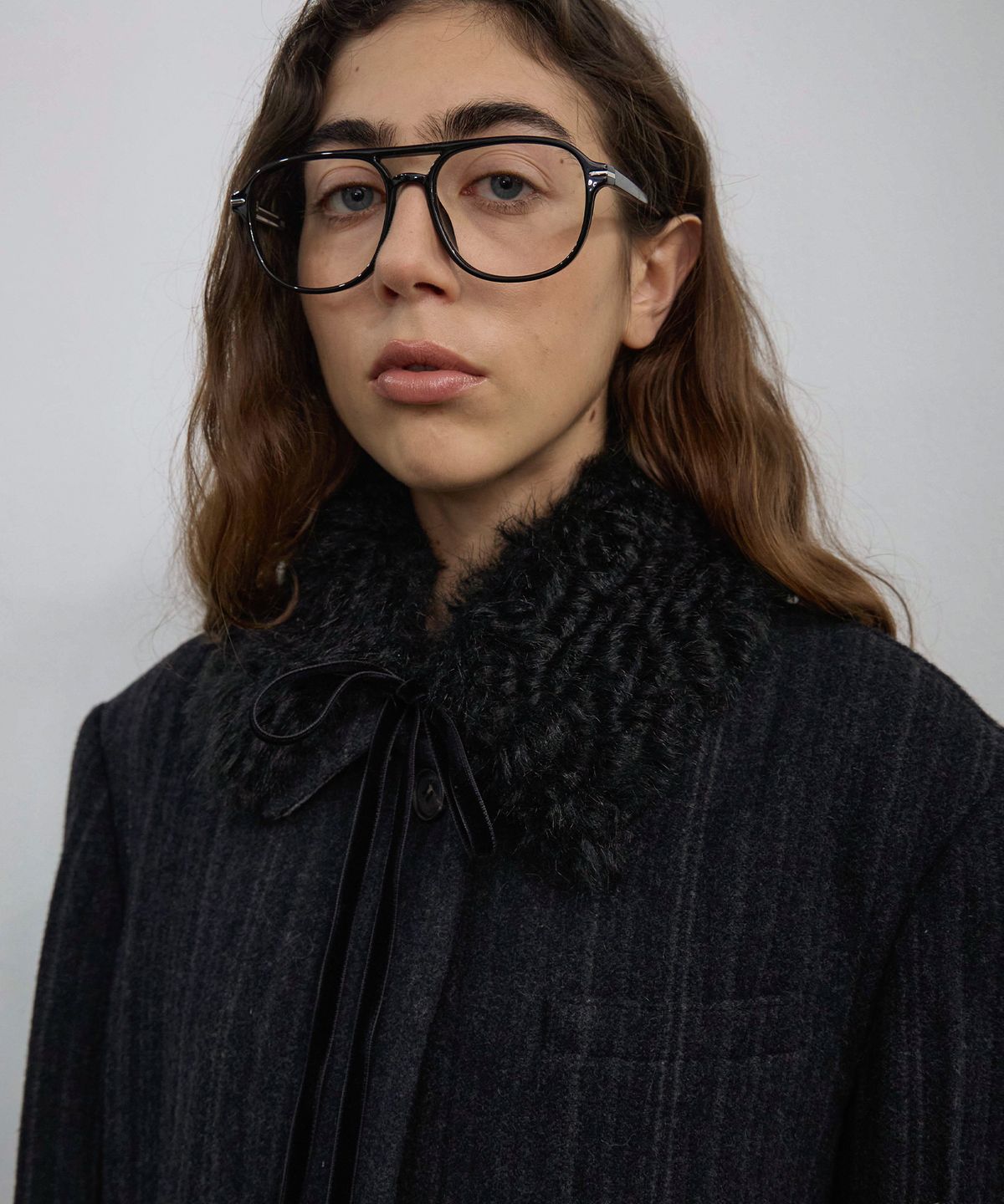 엘무드 우먼(LMOOD WOMEN) POODLE Mohair Fur Collar Black