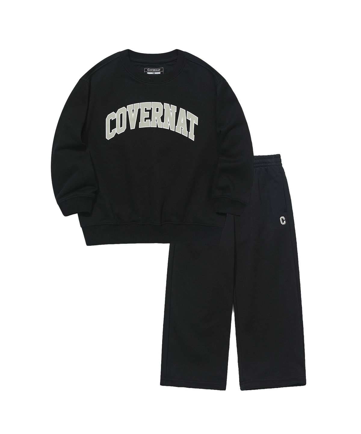 커버낫 키즈(COVERNAT KIDS) 아치로고 맨투맨 커버셋 블랙 CK2603SUZ7BK