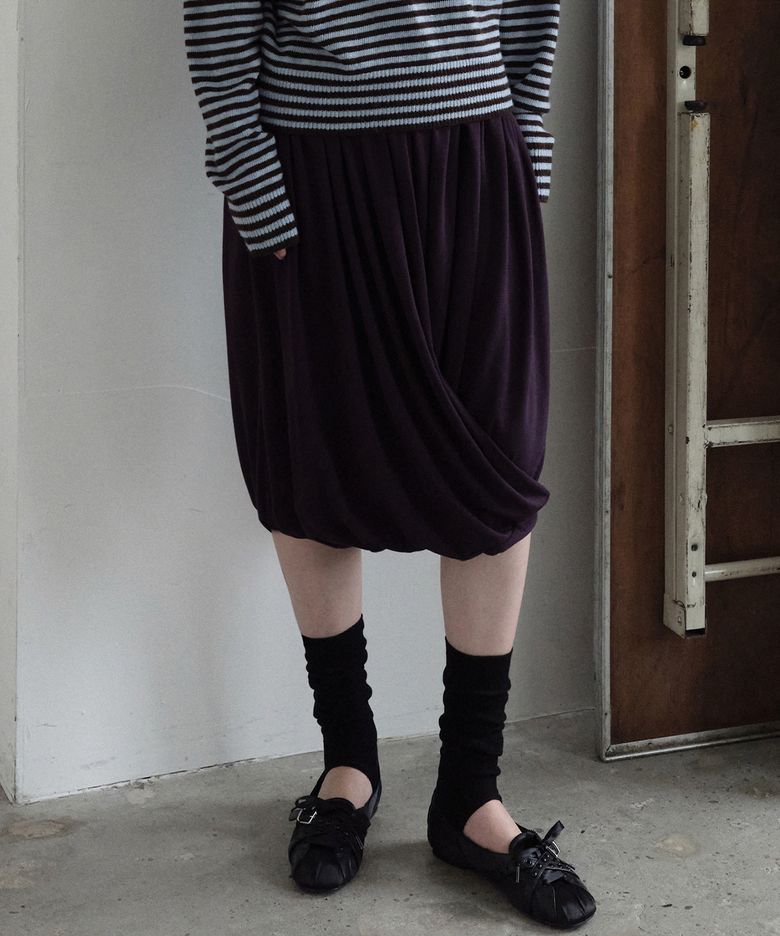 Balloon Drape Midi Skirt (Purple)