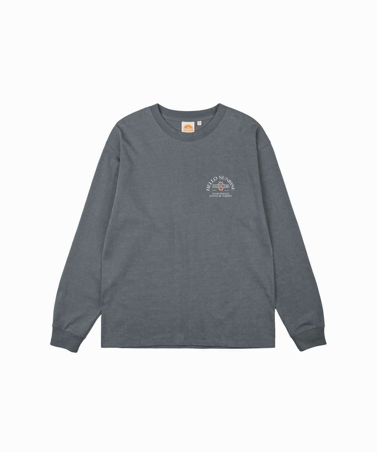 헬로 선라이즈(HELLO SUNRISE) HAWAII Arch Logo L/S Tee_VTG Charcoal