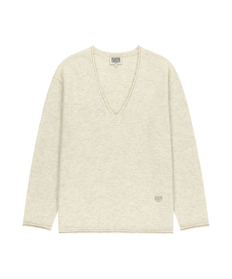 W DEEP V-NECK OVERSIZED KNIT oatmeal