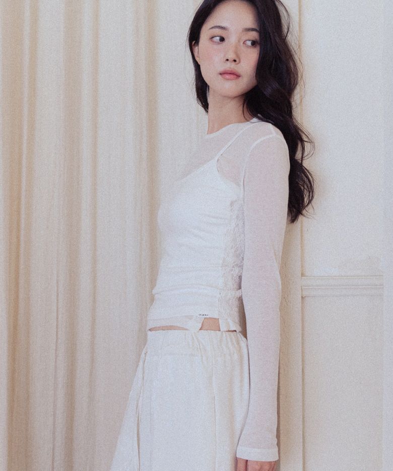 Half Lace Camisole-Ivory