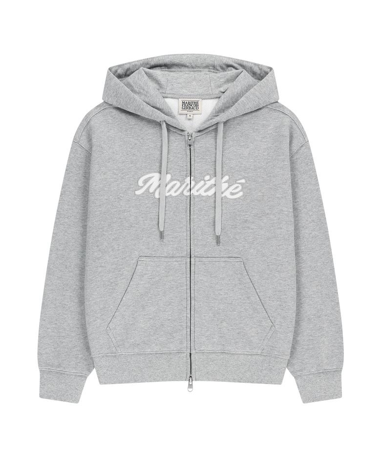 W REGULAR LOGO APPLIQUE OVERSIZED HOODIE ZIPUP heather gray