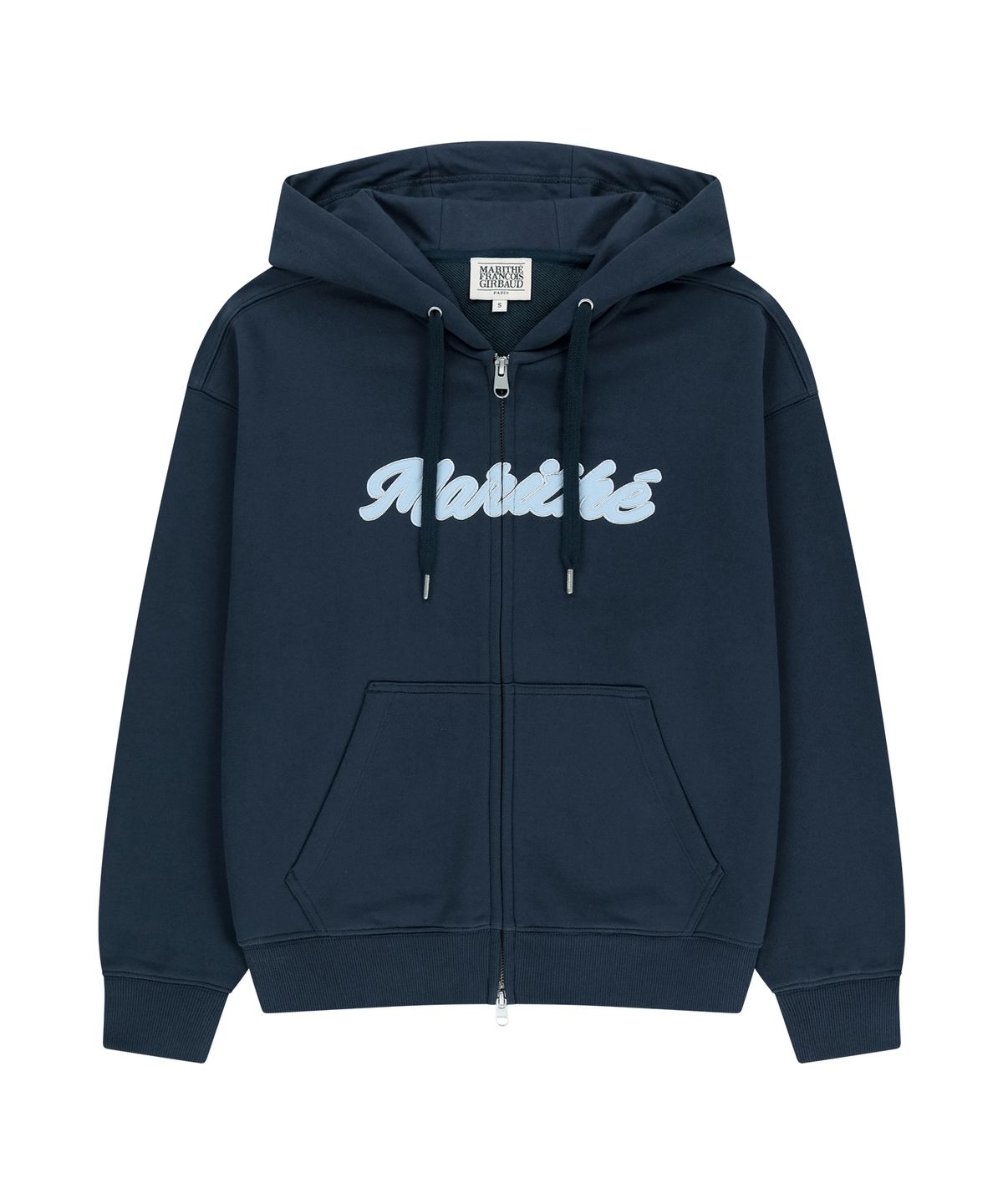 마리떼 프랑소와 저버(MARITHÉ + FRANҪOIS GIRBAUD) W REGULAR LOGO APPLIQUE OVERSIZED HOODIE ZIPUP navy
