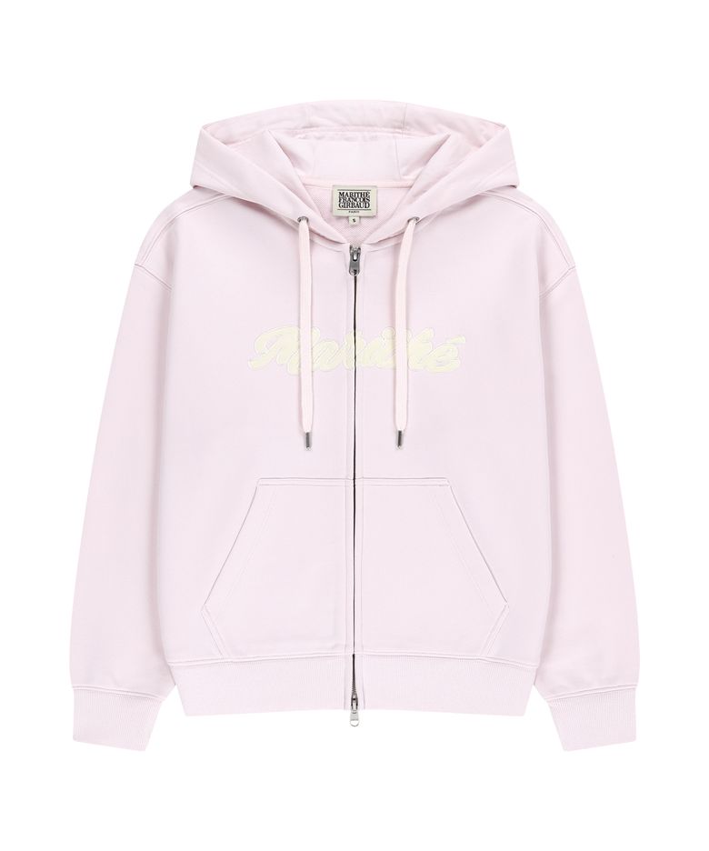 W REGULAR LOGO APPLIQUE OVERSIZED HOODIE ZIPUP light pink