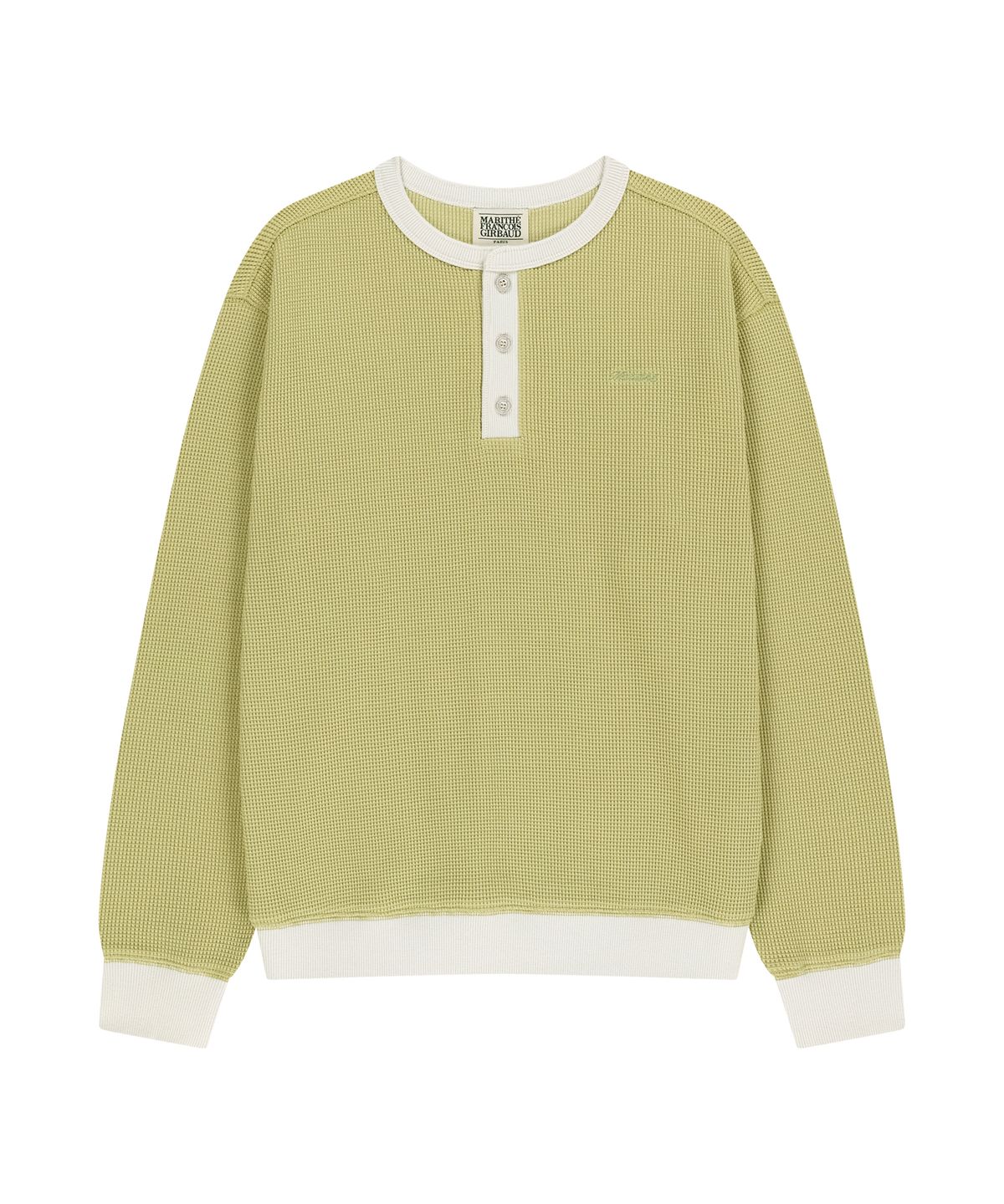 마리떼 프랑소와 저버(MARITHÉ + FRANҪOIS GIRBAUD) W WAFFLE HENLEY NECK SWEATSHIRT light olive