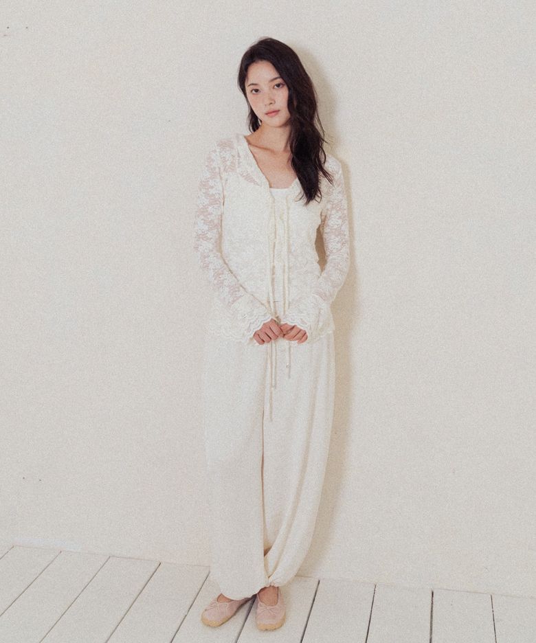 Silky Banding Pants-Cream