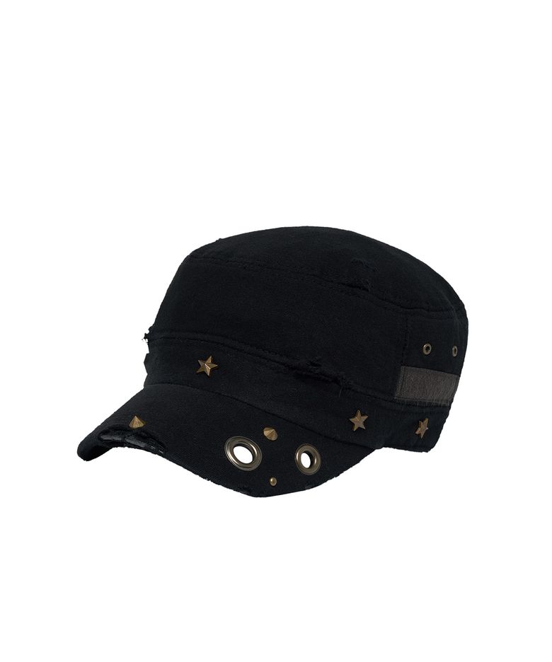 Eyelet Distressed Patrol Cap_[Black]