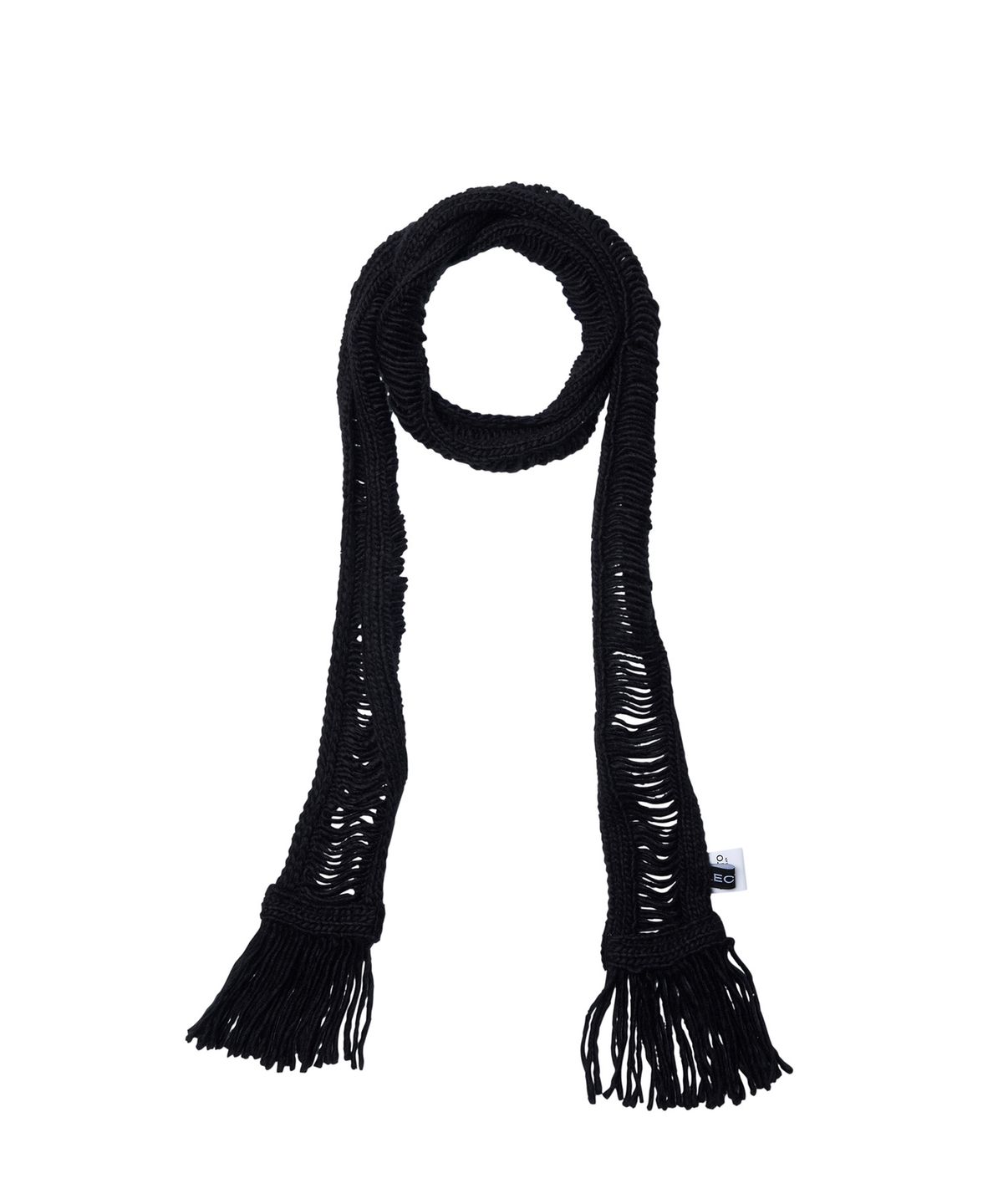 레씨토(LECYTO) Laddered Knit Fringe Muffler_[Black]