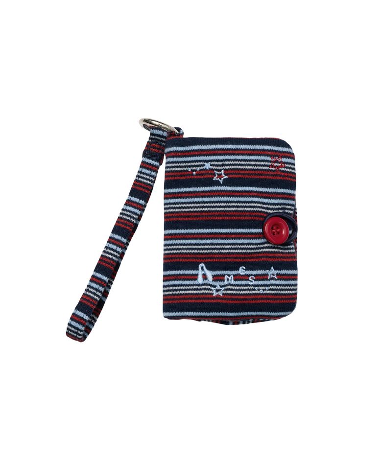 STRIPE BUTTON CARD WALLET NAVY