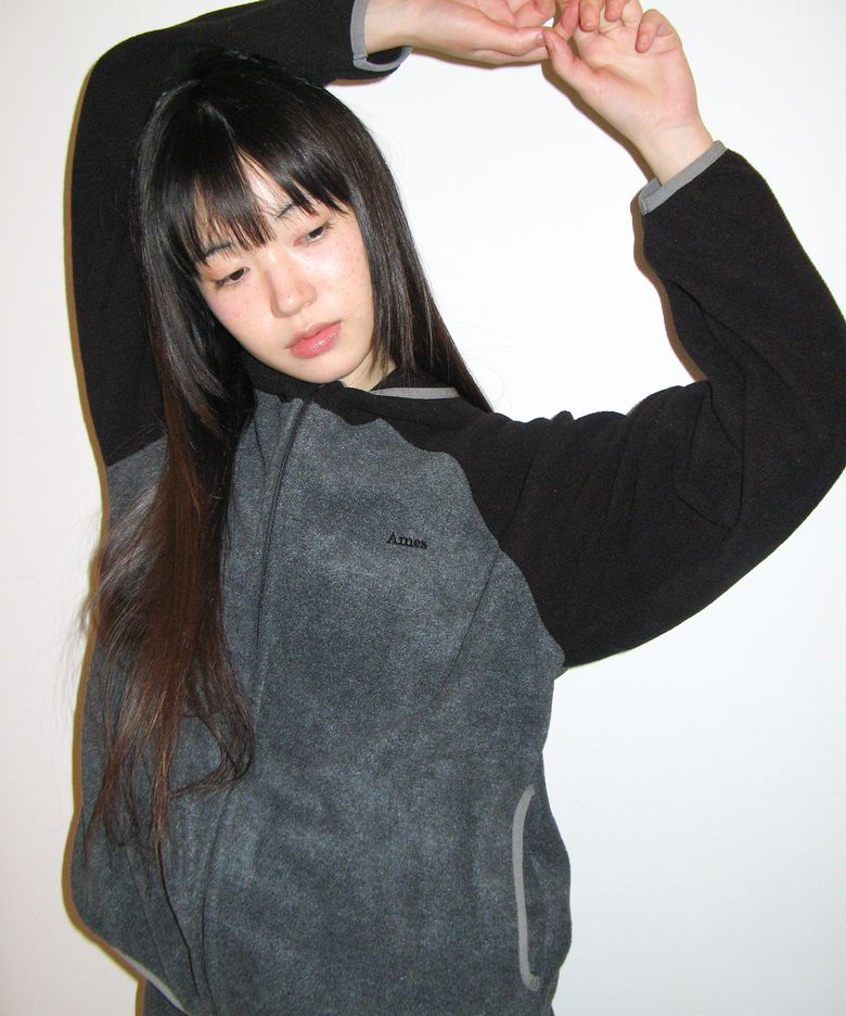 POLAR FLEECE RAGLAN HOODIE ZIP-UP CHARCOAL