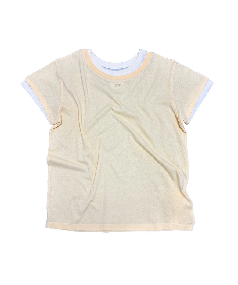 multi color layered 1/2 t-shirt (yellow/white)