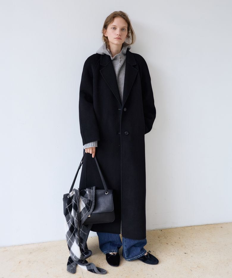 Handmade belted wool maxi coat