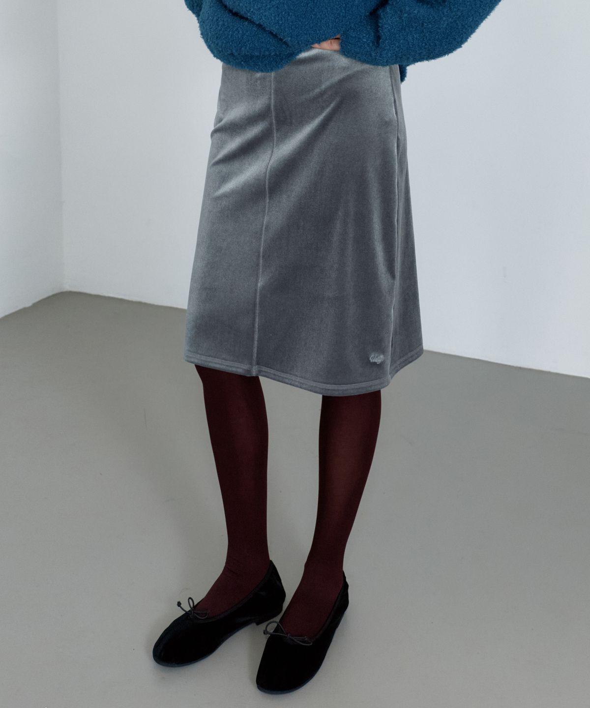 유라고(URAGO) Velvet banding midi skirt