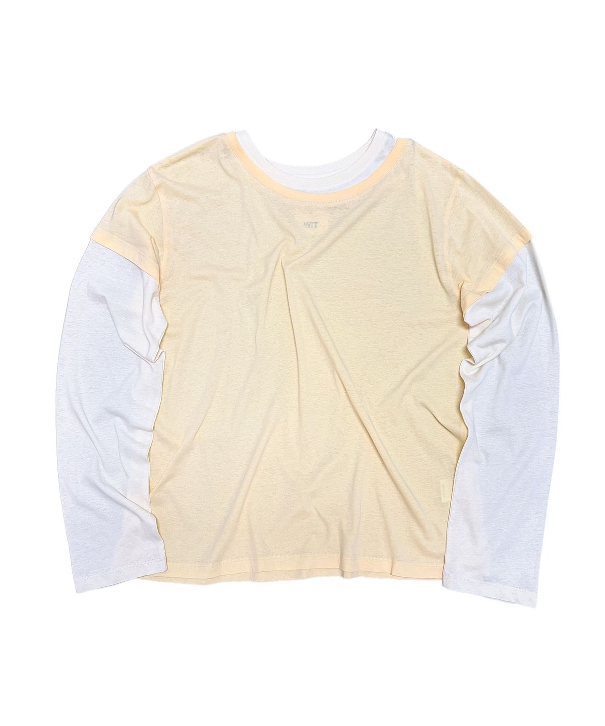 위트(WIT) multi color layered long sleeve t-shirt (yellow/white)