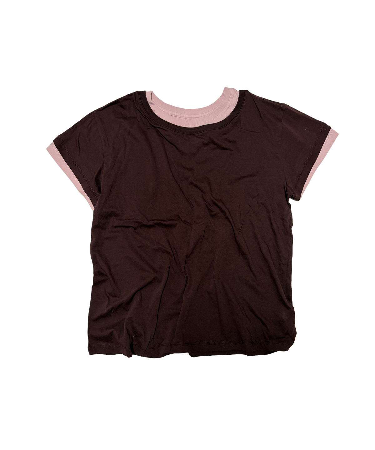 위트(WIT) multi color layered 1/2 t-shirt (brown/pink)