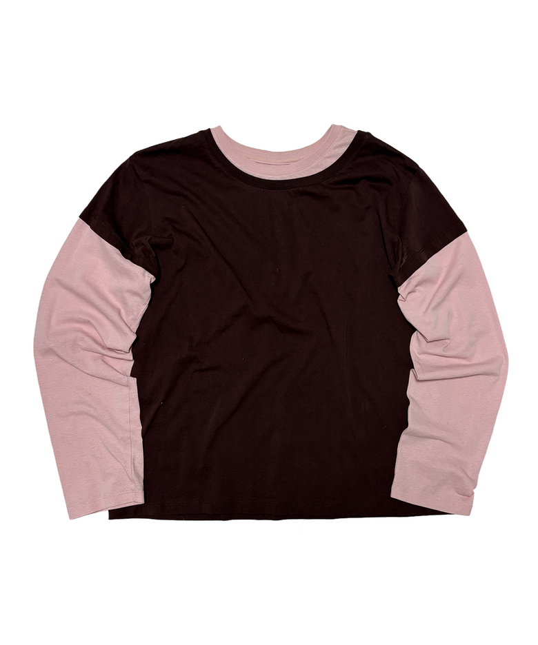 multi color layered long sleeve t-shirt (brown/pink)