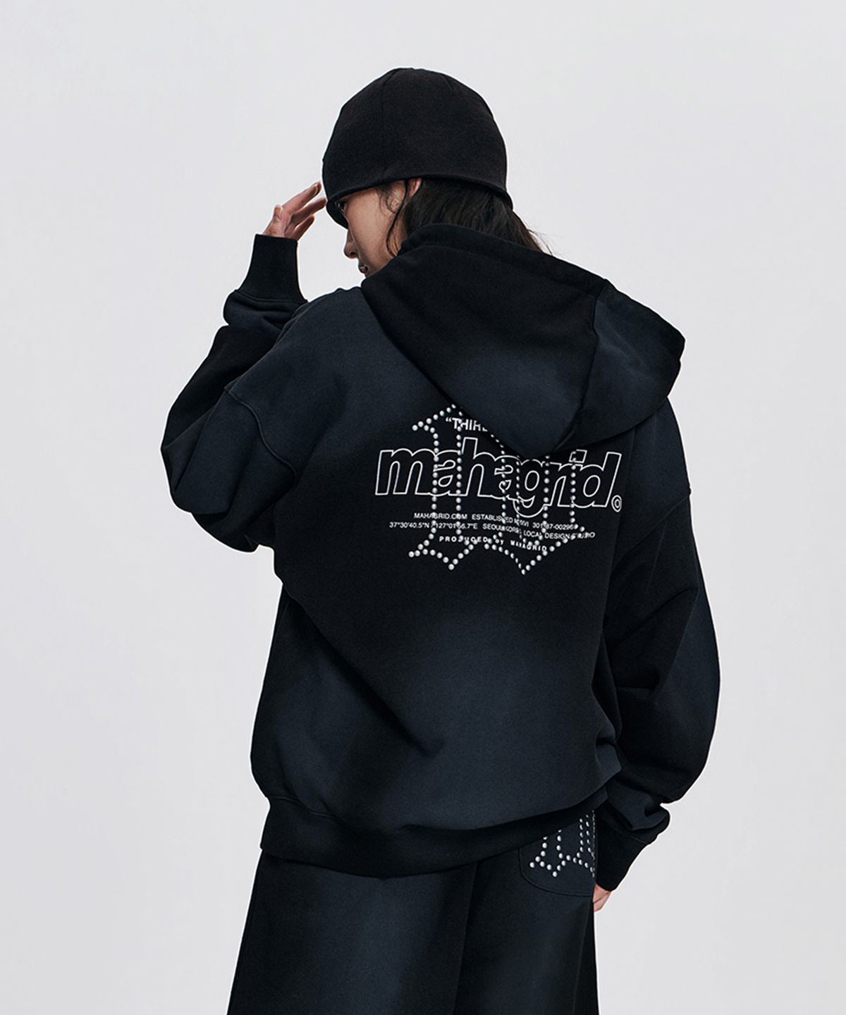 마하그리드(MAHAGRID) [10주년] WASHED 10TH THIRD LOGO ZIP UP HOODIE 2colors