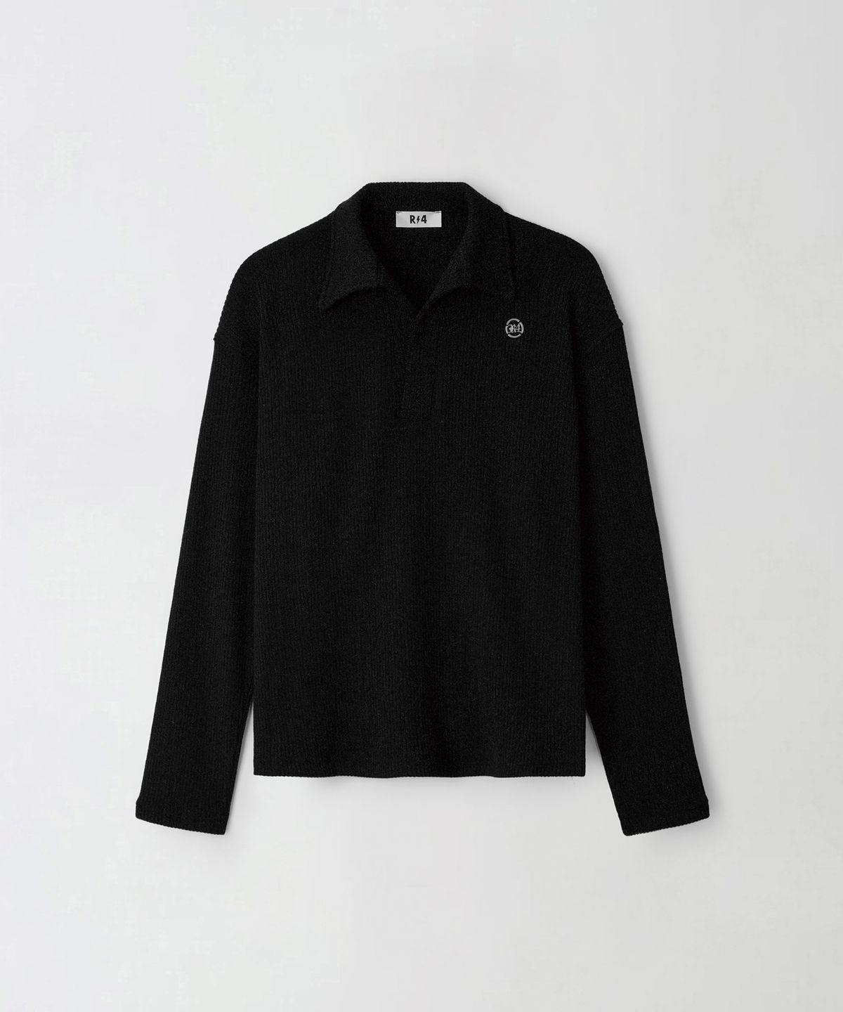 알포(R-4) R-0075 / OPEN PLACKET WOOL KNIT(BLACK)
