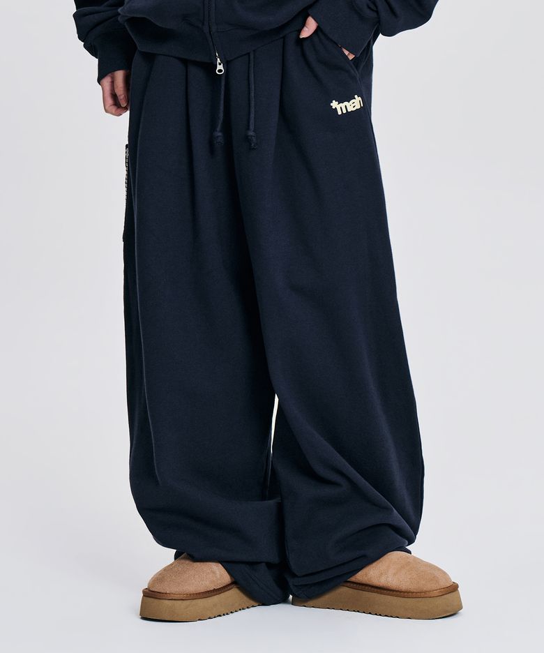 [10주년] mah LOGO CHECK SWEAT PANTS[NAVY]